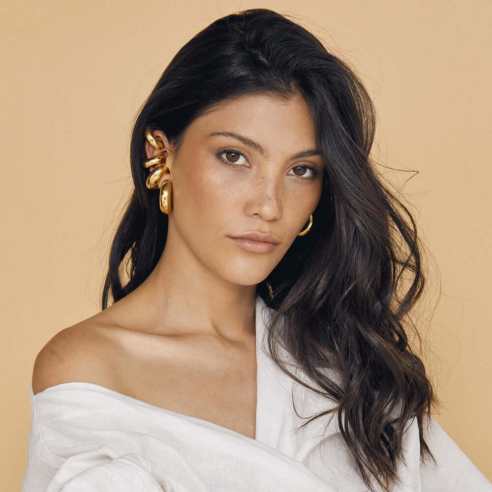 Chunky 18K Gold & Silver Ear Wrap Ear Cuff