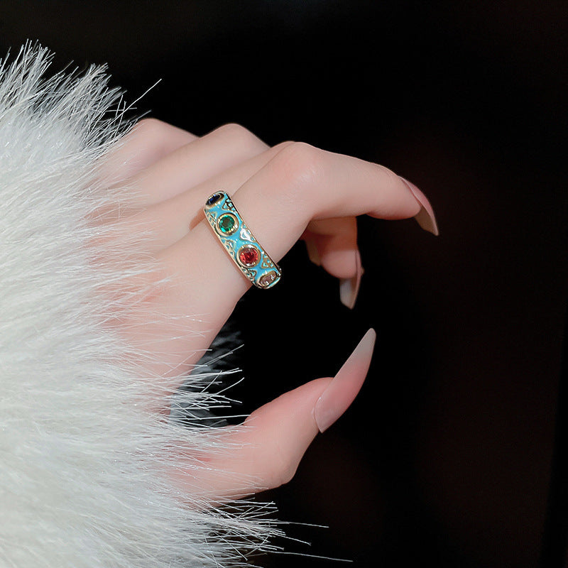 Evil Turkish Eye Bohemian Enamel Thumb Ring