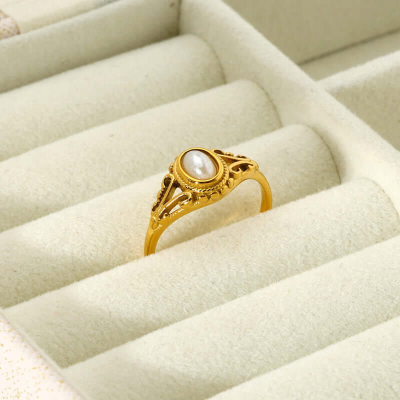 Vintage Filigree Pearl Ring