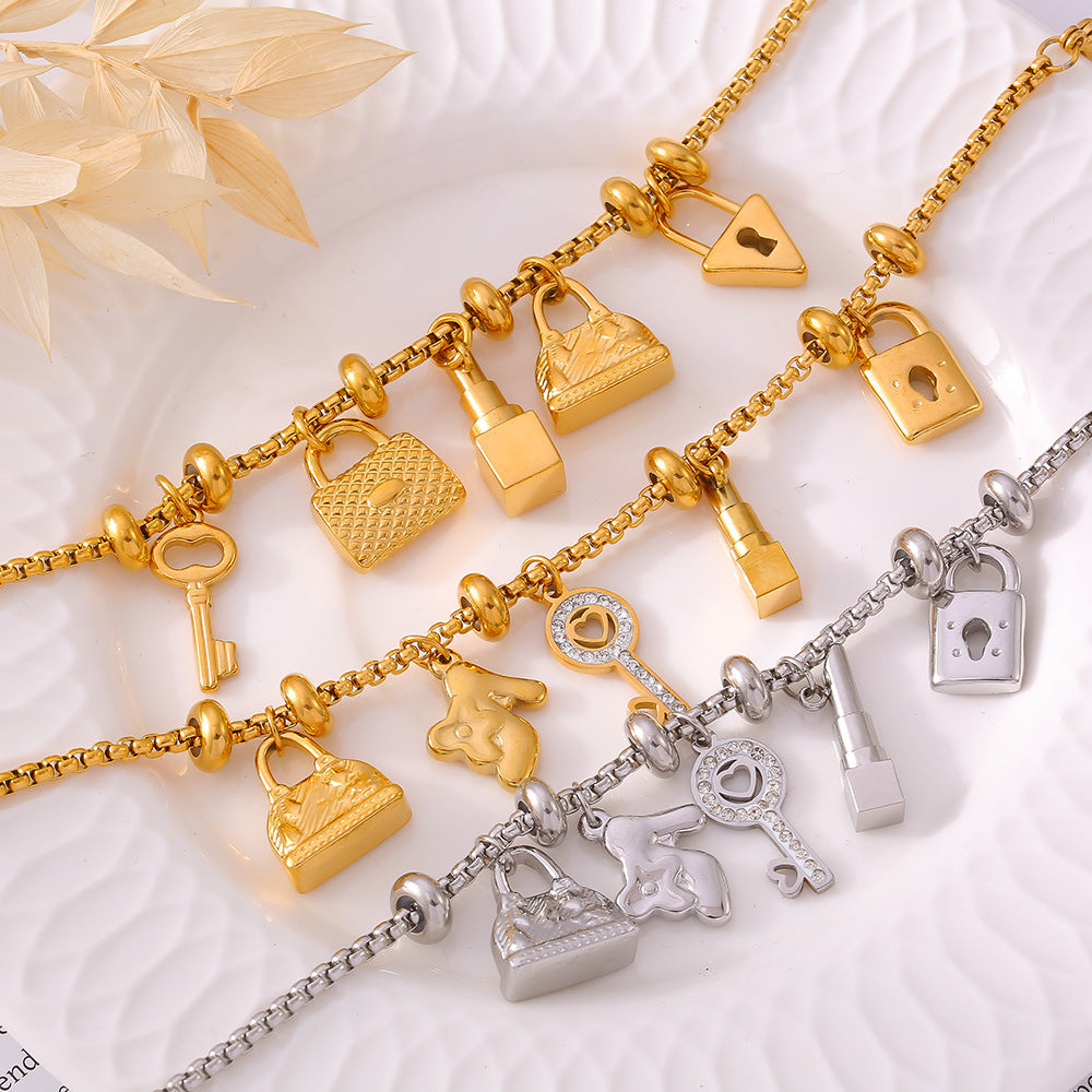 Y2K Lipstick Bag Key Charm Bracelet