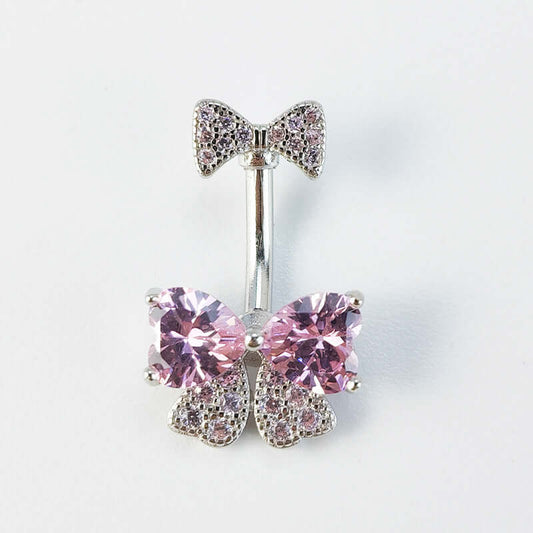 Girlish Ribbon Bowknot Double Mount Belly Piercing