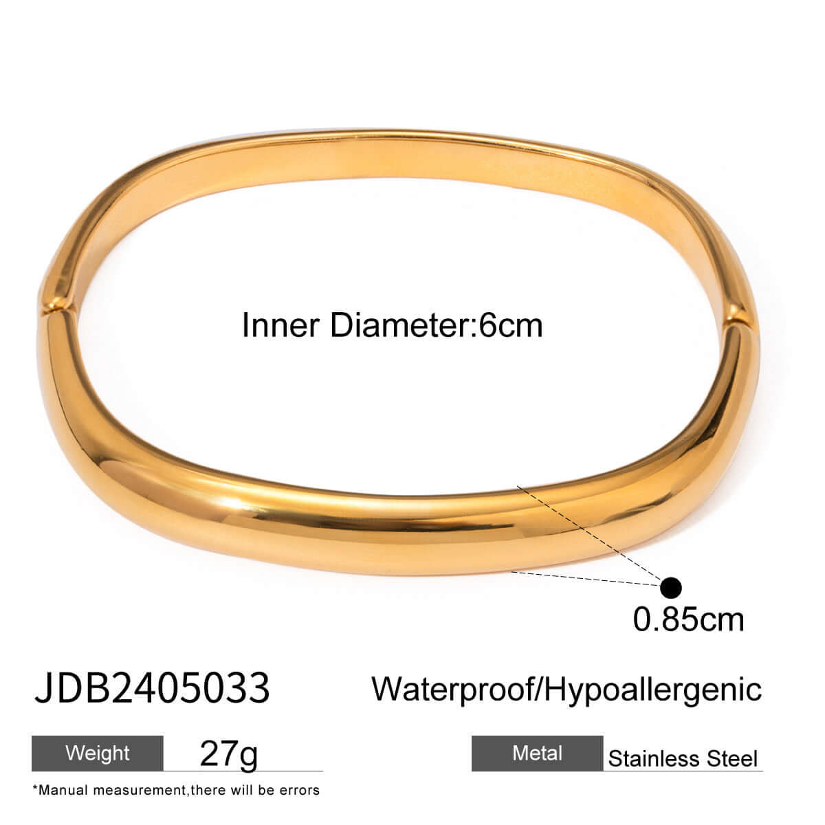 Minimal Square Plain Buckle Bangle Bracelet