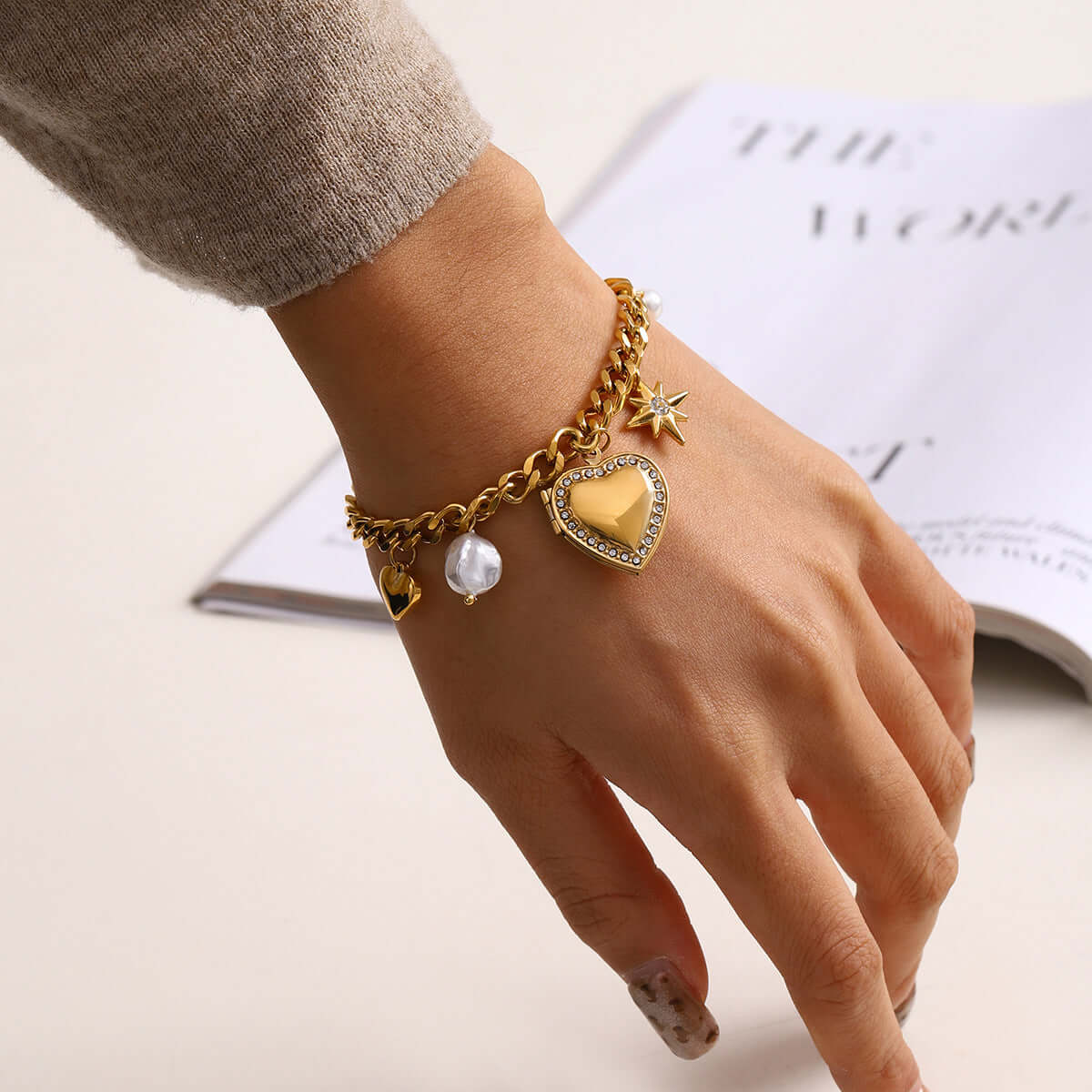 Star Heart Locket Bracelet