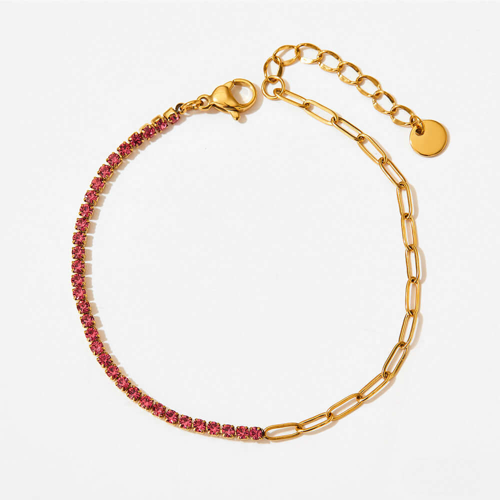 Half Eternity Paperclip Tennis Bracelet Gold