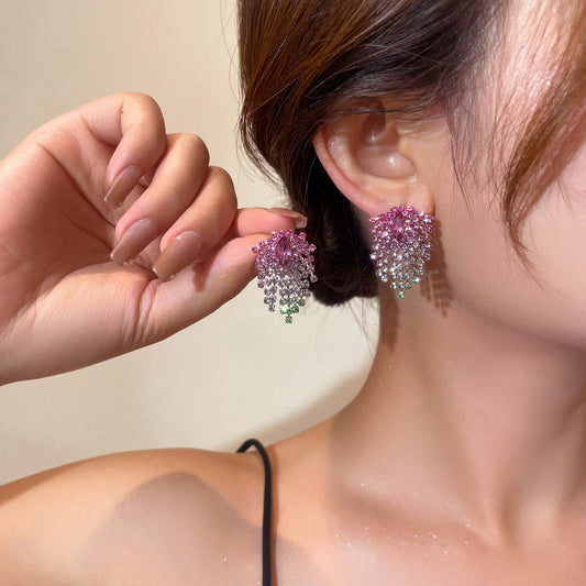 Color Rhinestone Burst Stud Earring