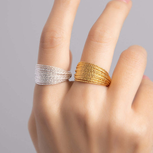 18K Gold Crossover Layered Thumb Ring