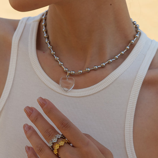 18K Gold Transparent Love Bead Necklace