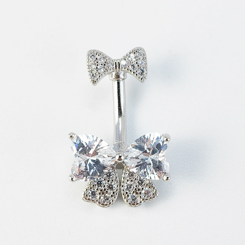 Girlish Ribbon Bowknot Double Mount Belly Piercing