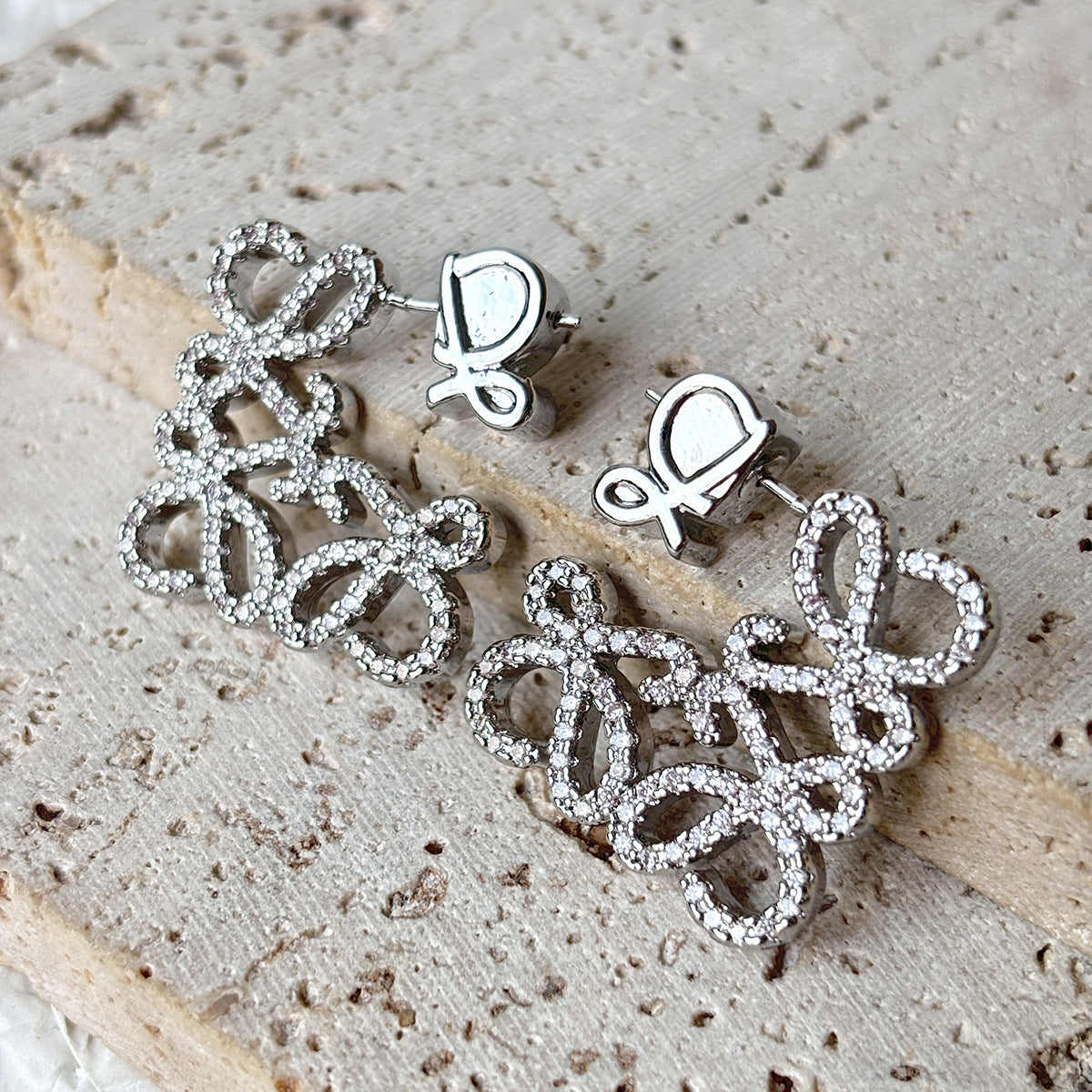 French Square Hollow Letter Large Earrings