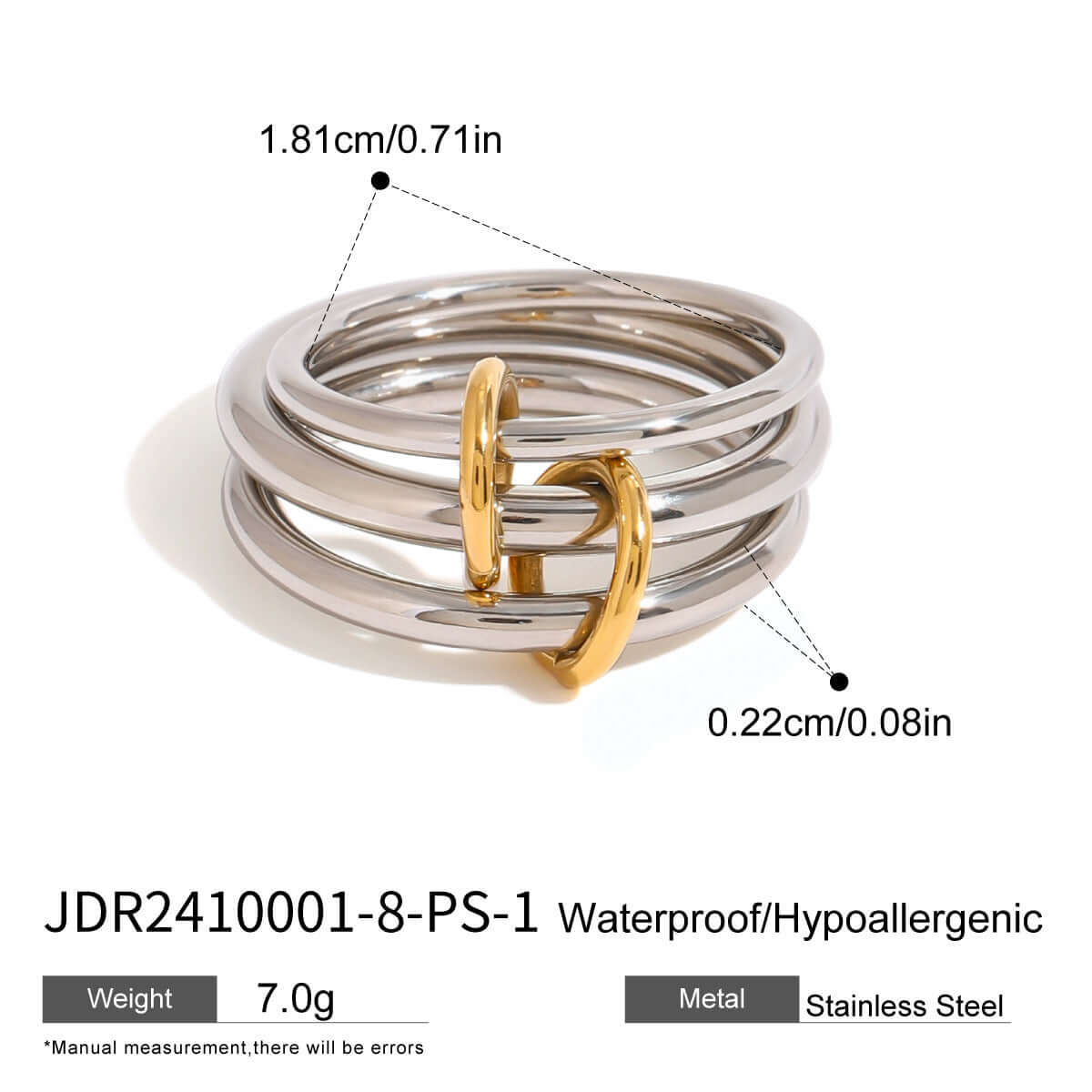 Two Tone Interlocking Layered Connected Plain Ring