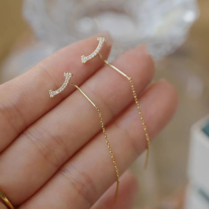 Smiley Face Emoji Tassel Fringe Threader Earrings