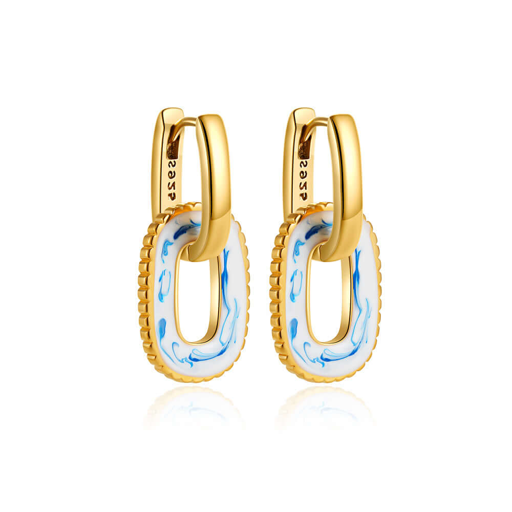 Porcelain Marble Double Hoop Earring