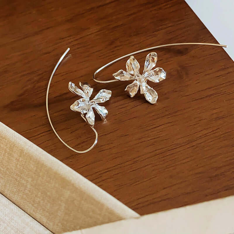 Petite Iris Flower Huge Earrings Hook