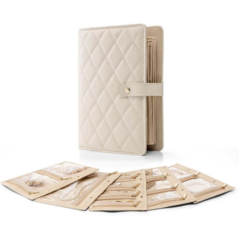 Jewelry Organizer Case Binder Book with Zipper Storage Bag