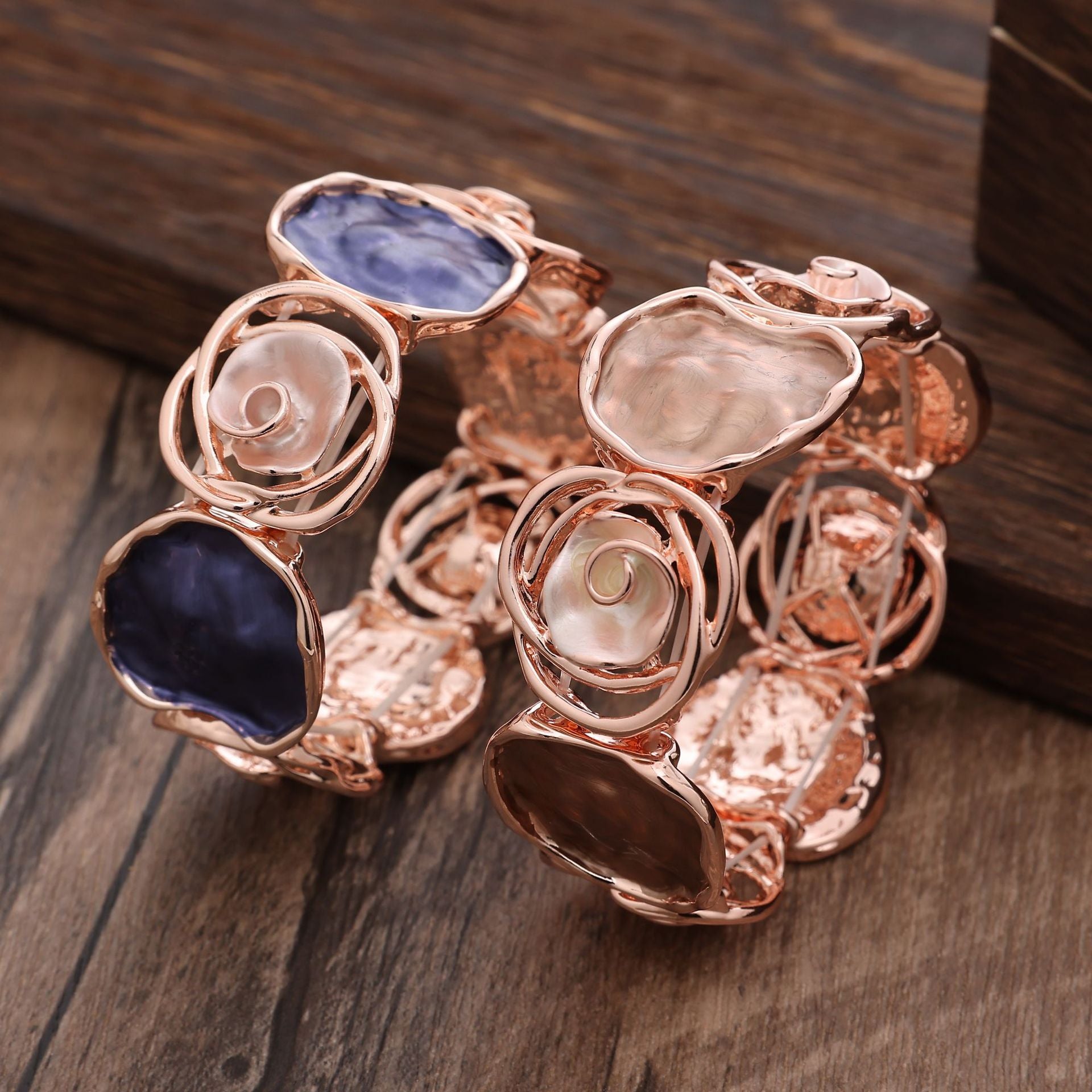 Handmade Hollow Rose Wide Strengthable Bracelet