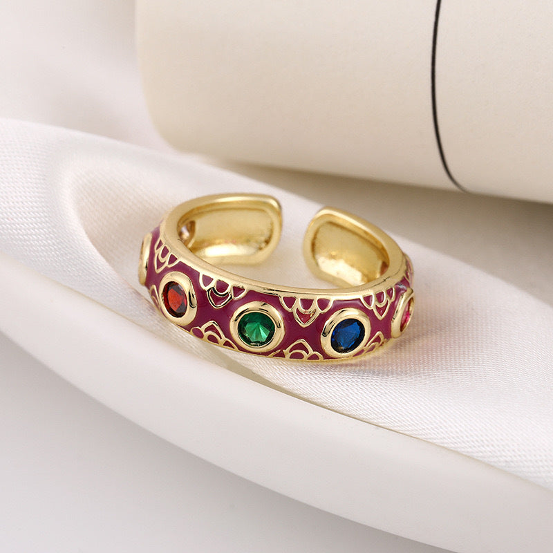 Evil Turkish Eye Bohemian Enamel Thumb Ring