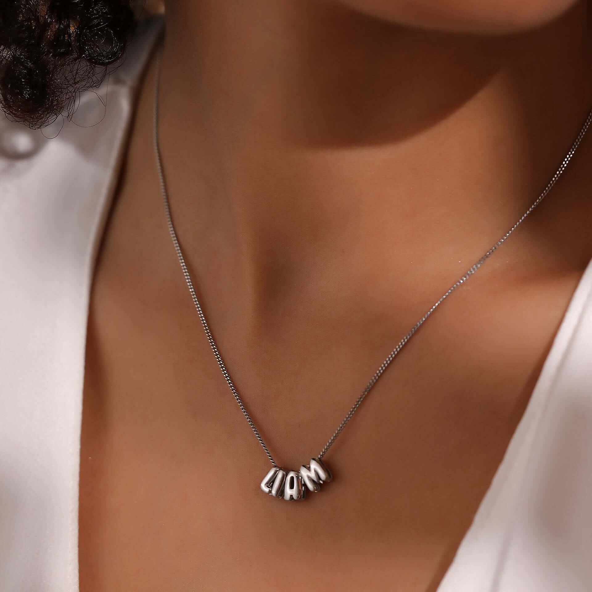 DIY Custom Name Initial Necklace Silver