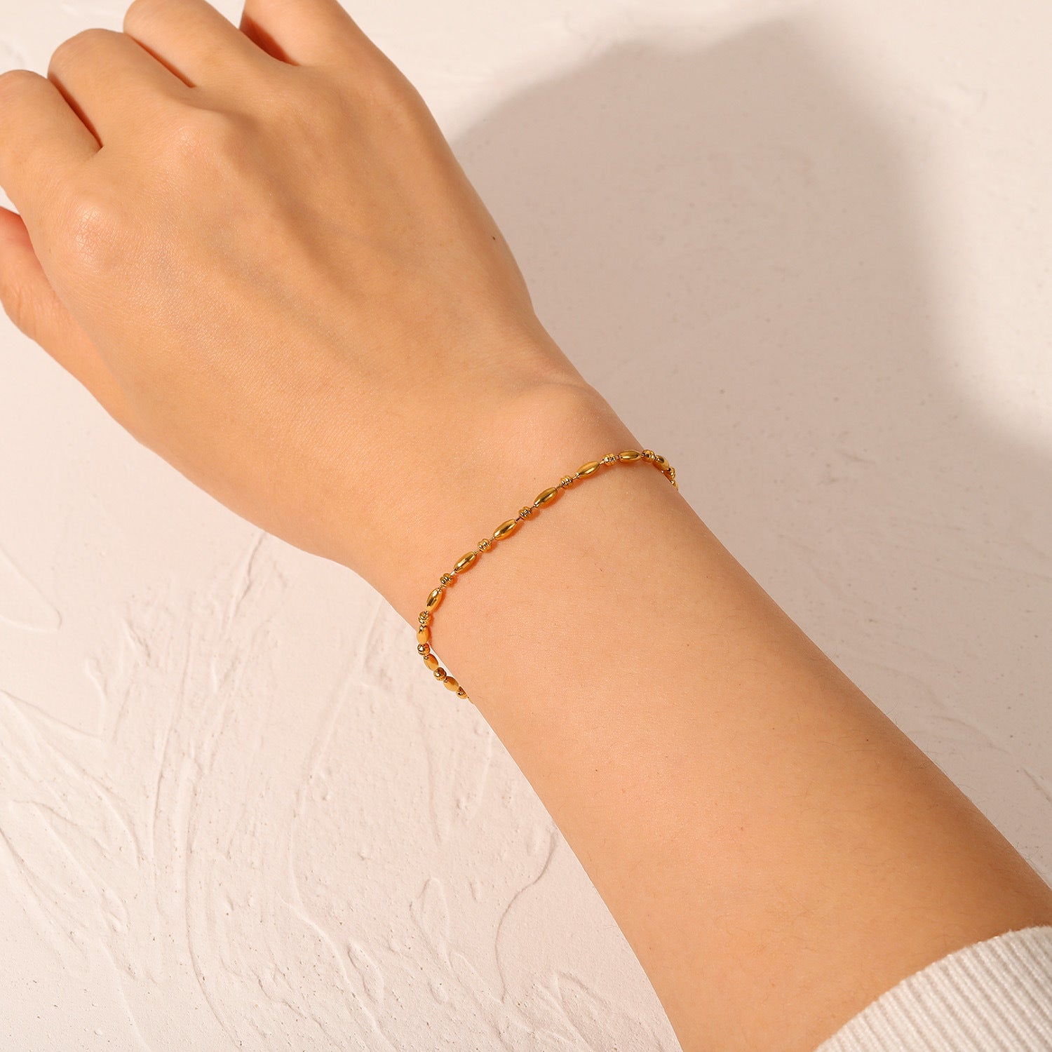 18K Gold Plated Minimal Rice Beads Bracelet Set