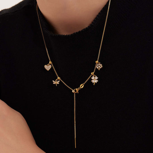 Gold Angel Clover Leaf DIY Charm Necklace