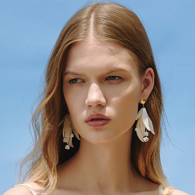 Opulent Flower Petal Drop Earrings