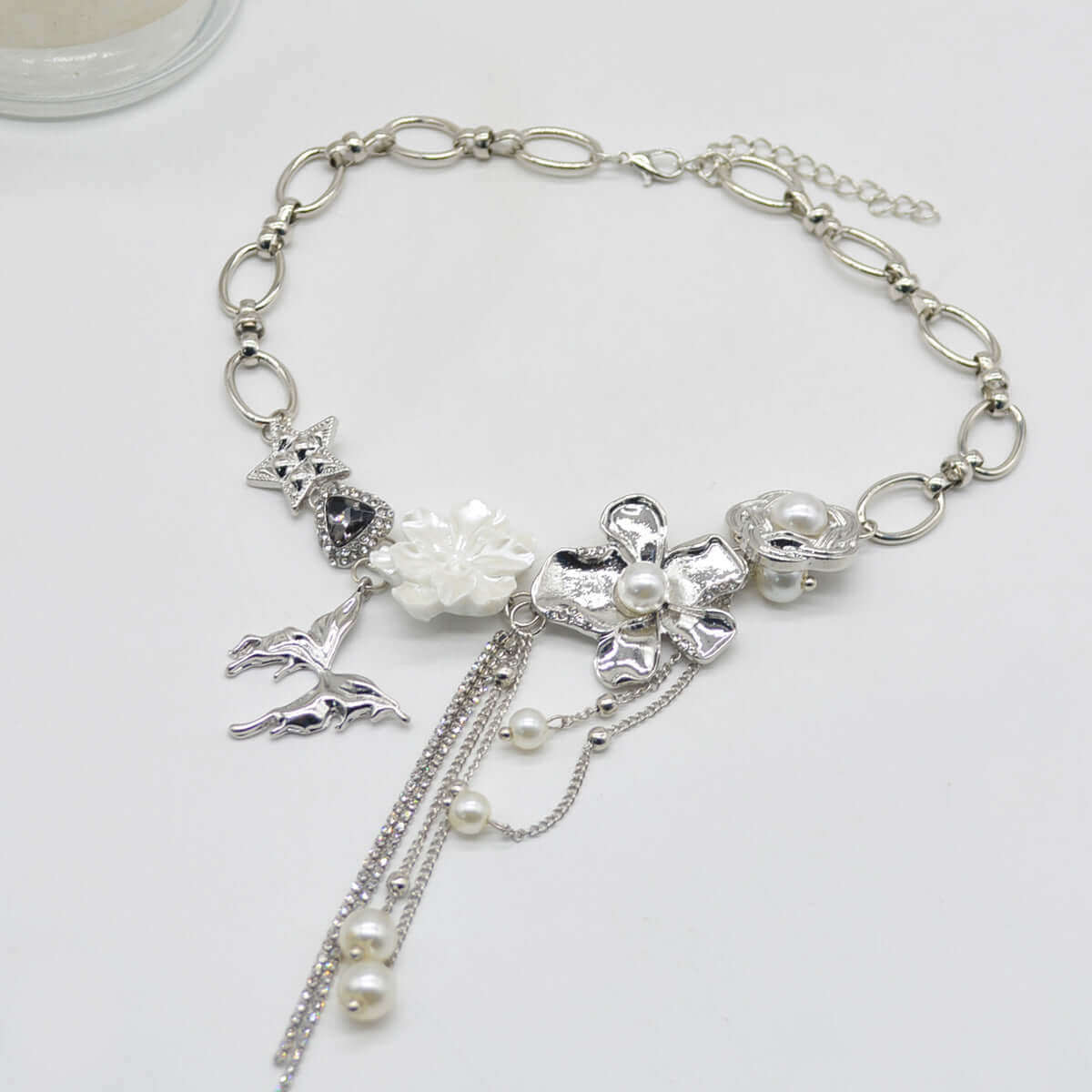 Pearl Flower Butterfly Necklace