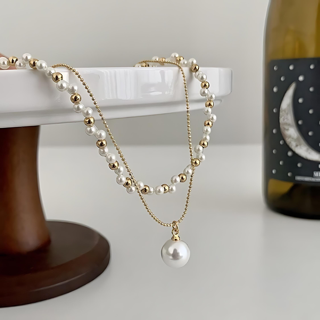 Pearl Gold Beads Layering Necklace