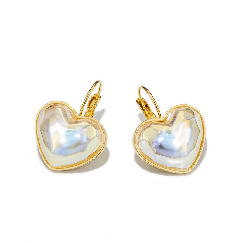 Puffed Heart Pearl Earrings