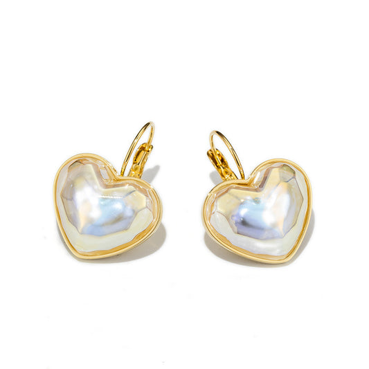 Puffed Heart Pearl Earrings