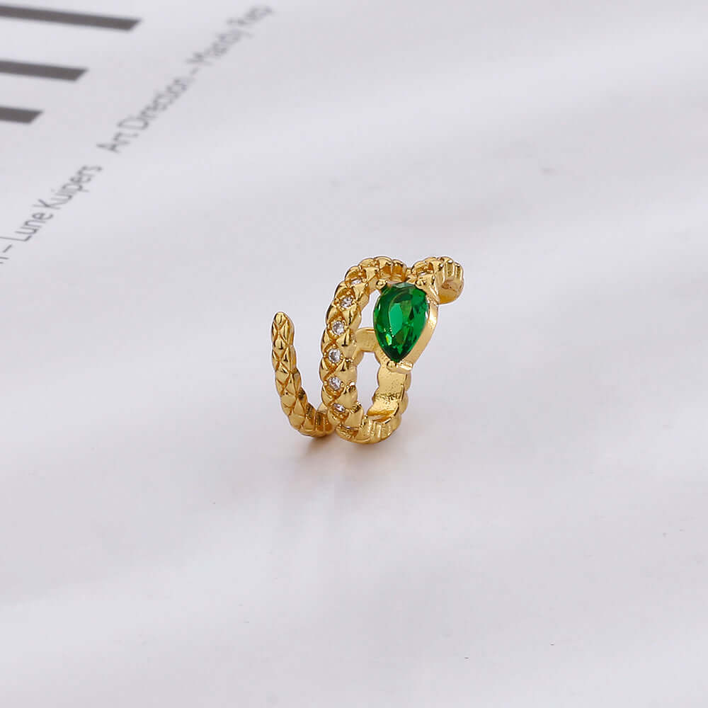 Teardrop Layered Ear Cuff, Snake Ear Cuff, Korean Jewelry, Korean Cuff