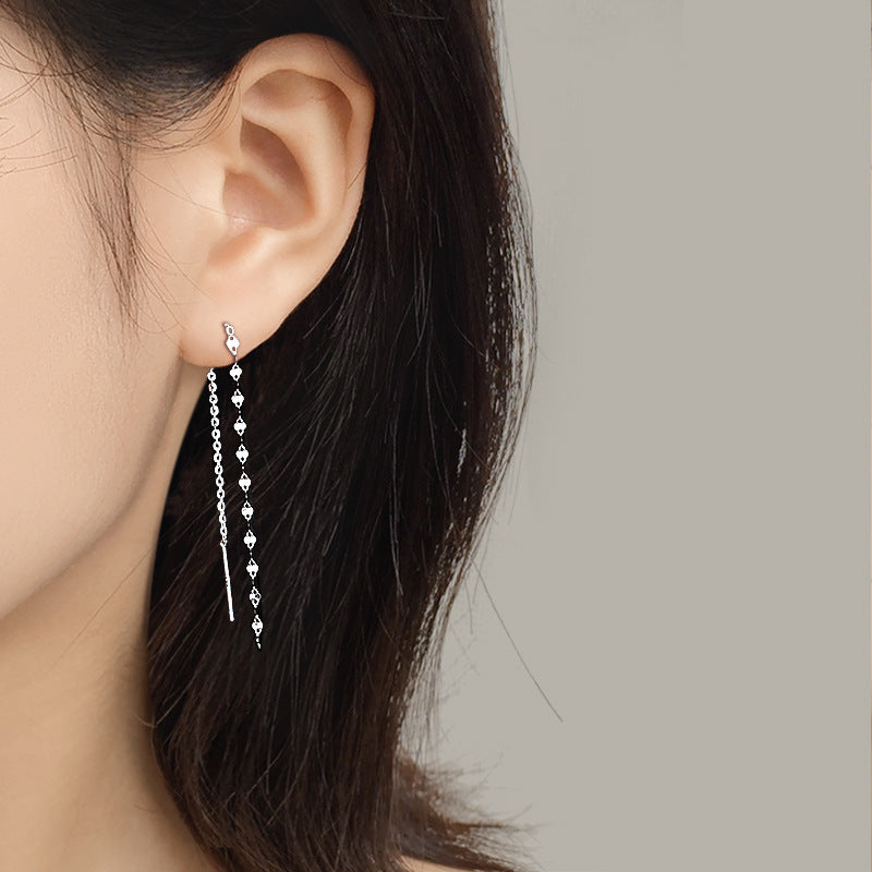 Minimal Lip Chain Tassel Spiral Earrings