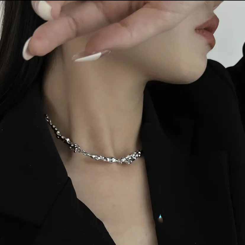 Radiant Molten Chain Silver Necklace