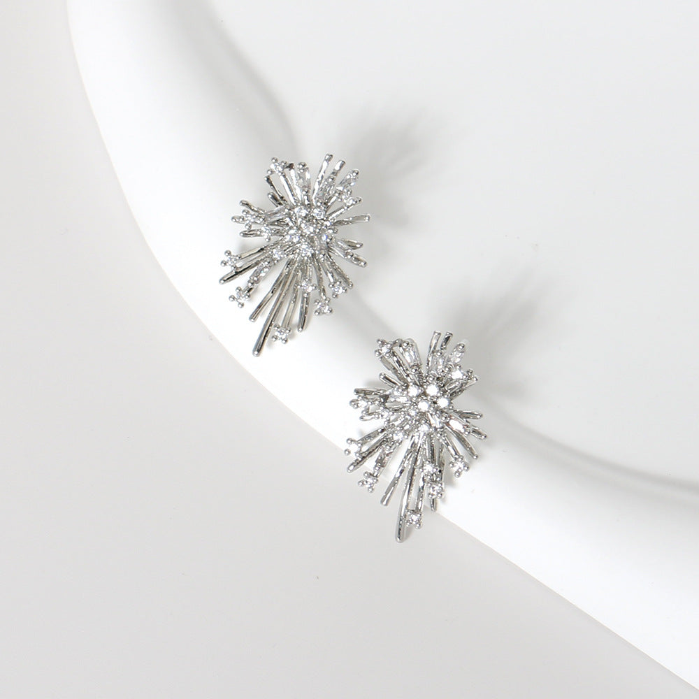 Fireworks Star Burst Diamond Stud Earrings