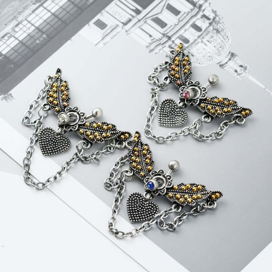 Angel Wings With Chain Dangle Navel Piercing | SX0802