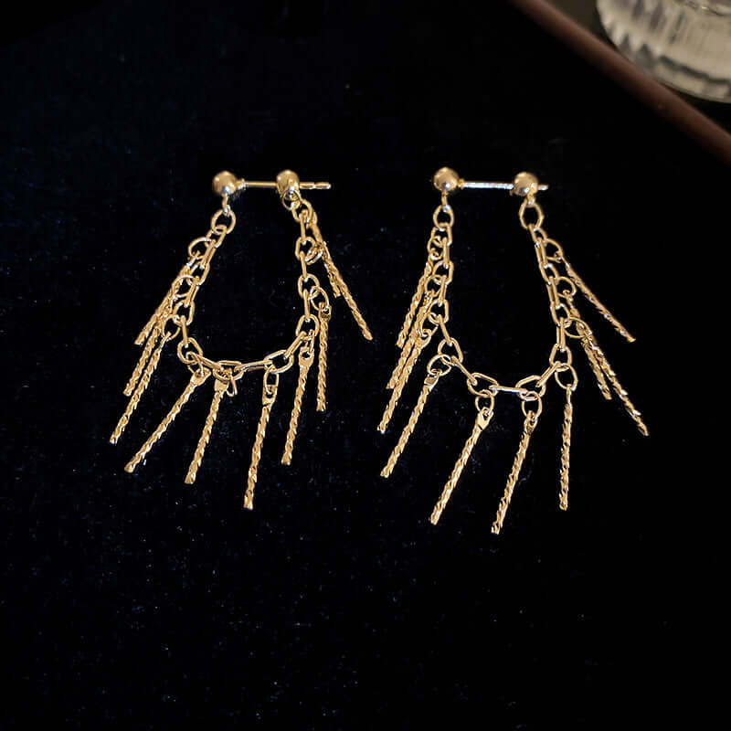 Shimmering Gold Tassel Waterfall Earrings