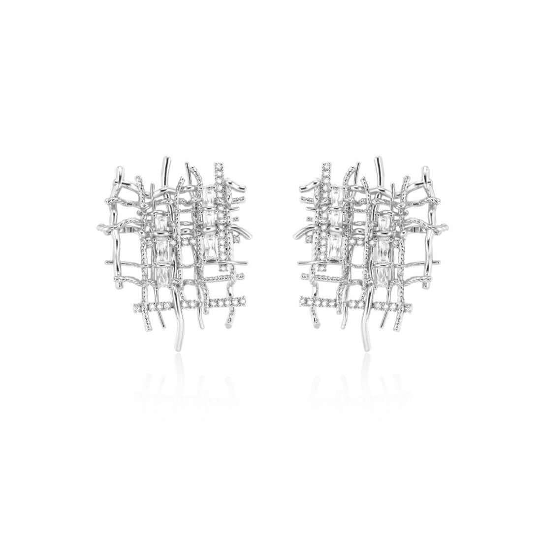 Braided Woven Dainty Earrings Silver