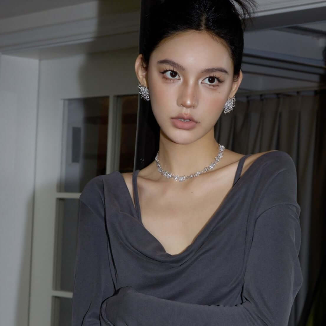 Braided Woven Dainty Choker Necklace Set Silver