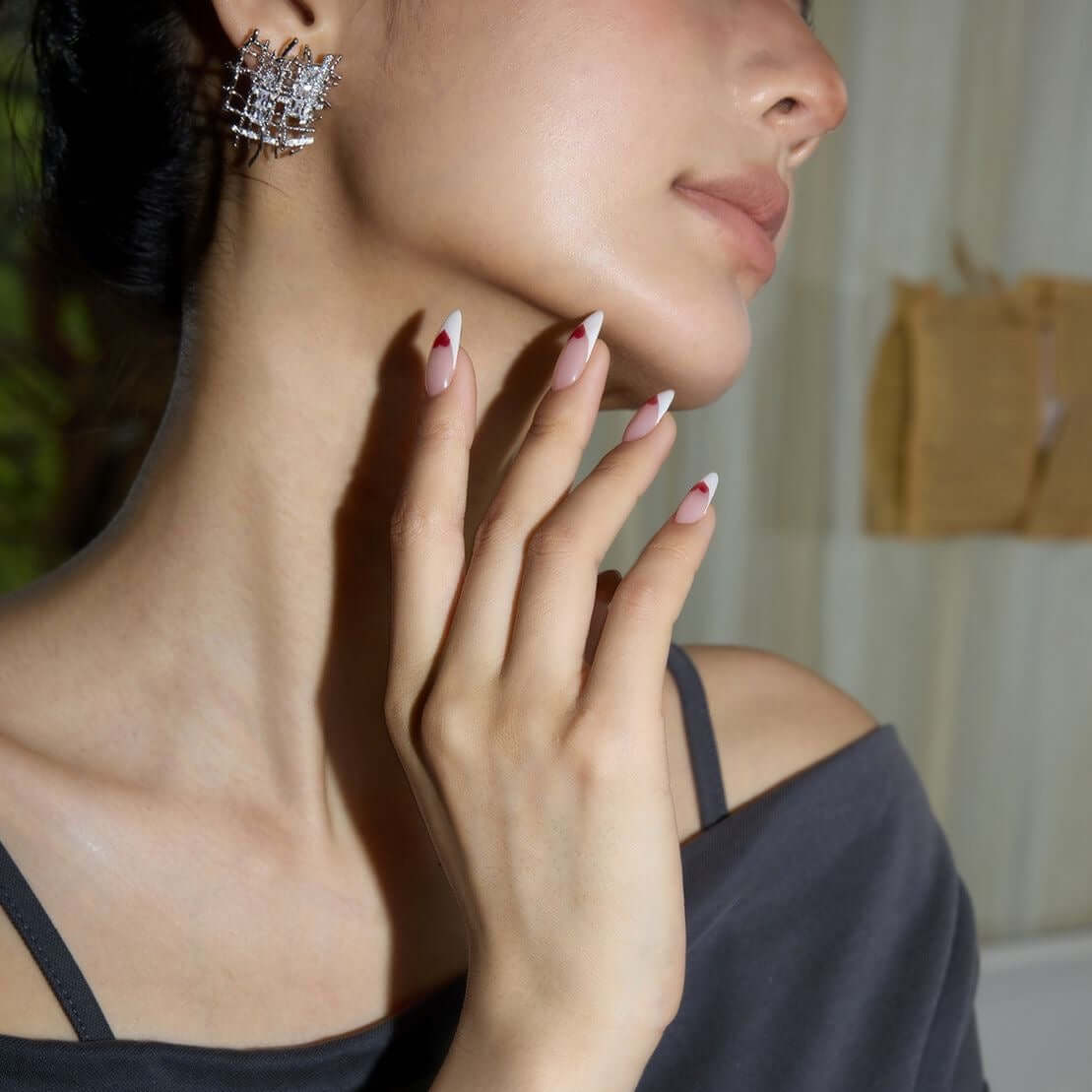 Silver CZ Braided Woven Earrings