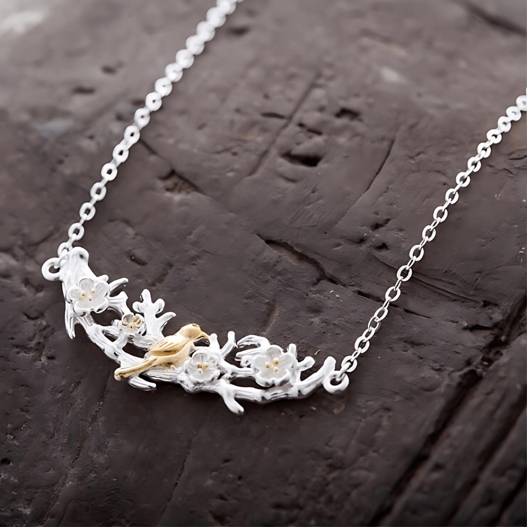 Silver Dove and Olive Branch Necklace