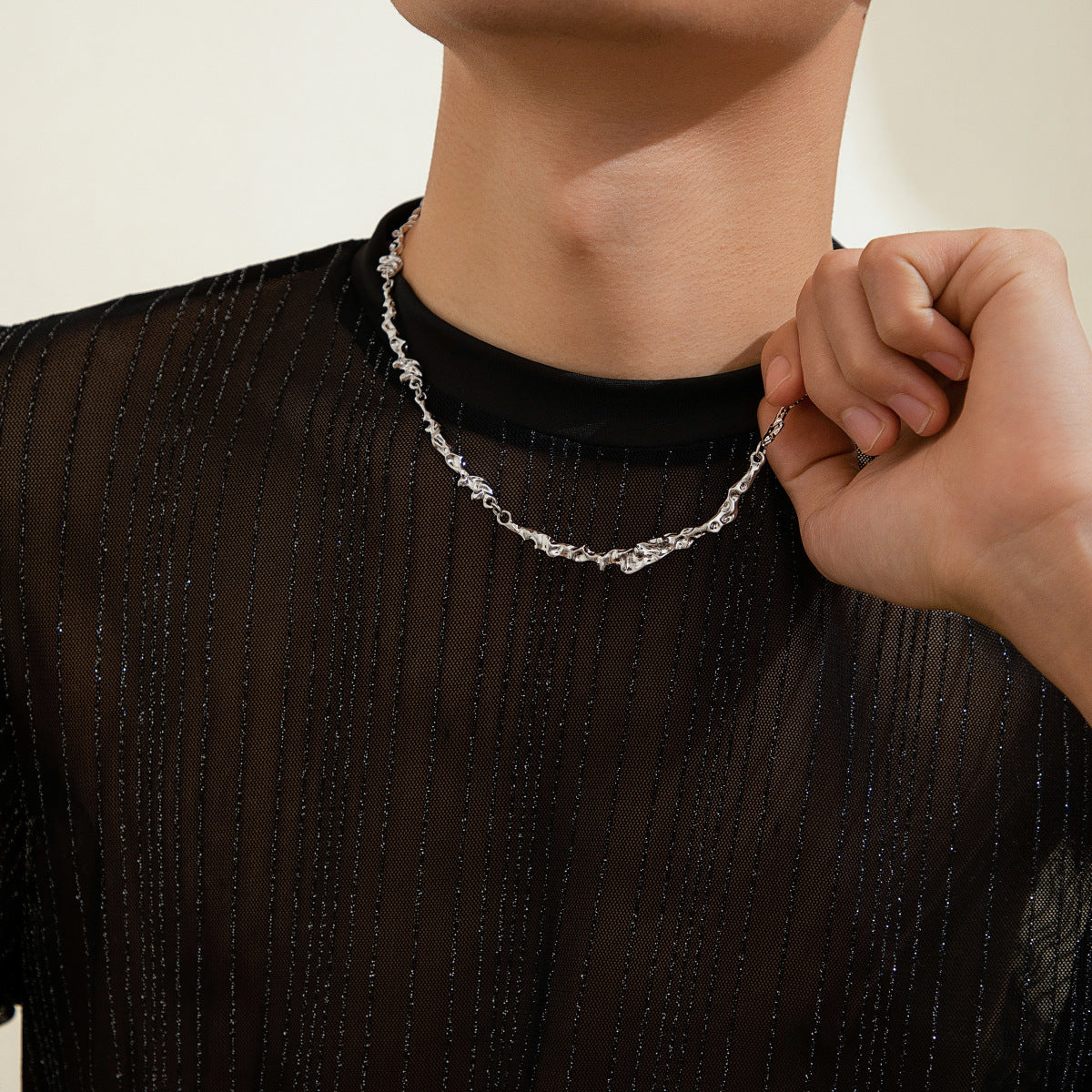 Silver Molten Chain Necklace
