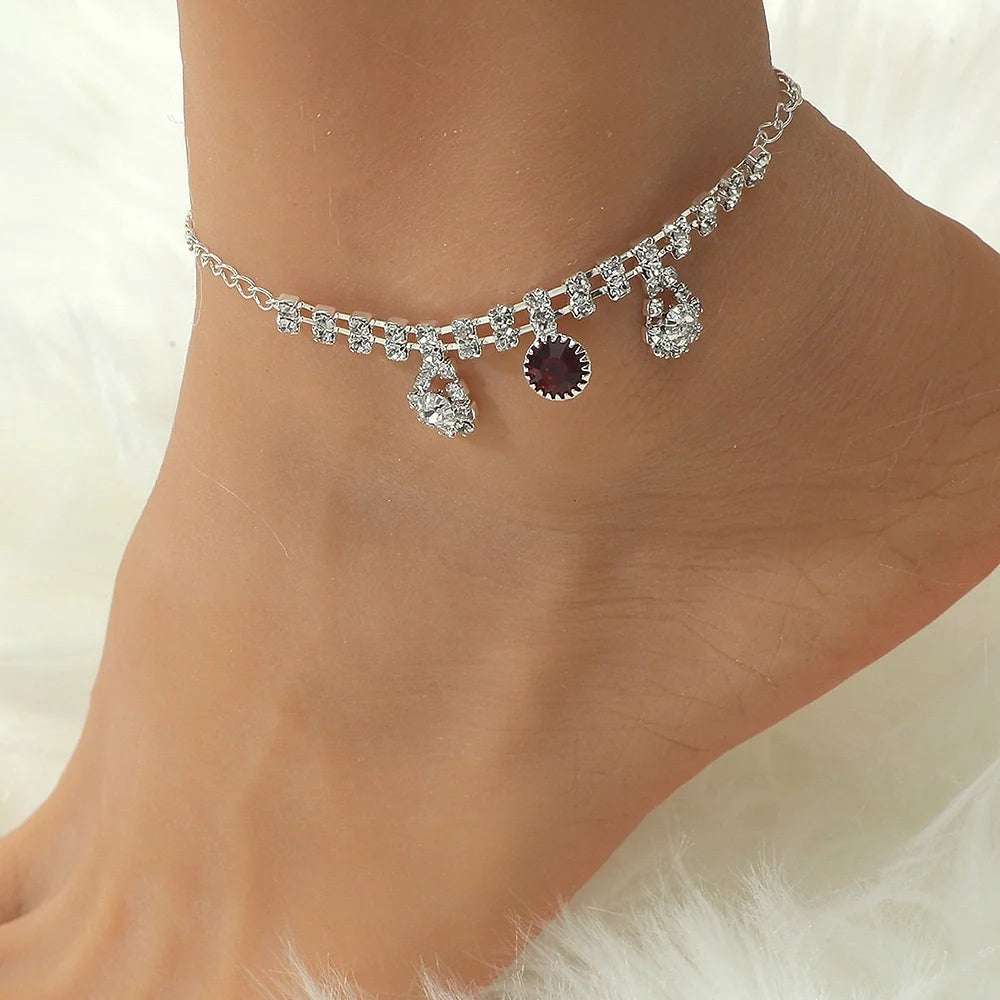 Silver Rhinestone Crystal Anklet