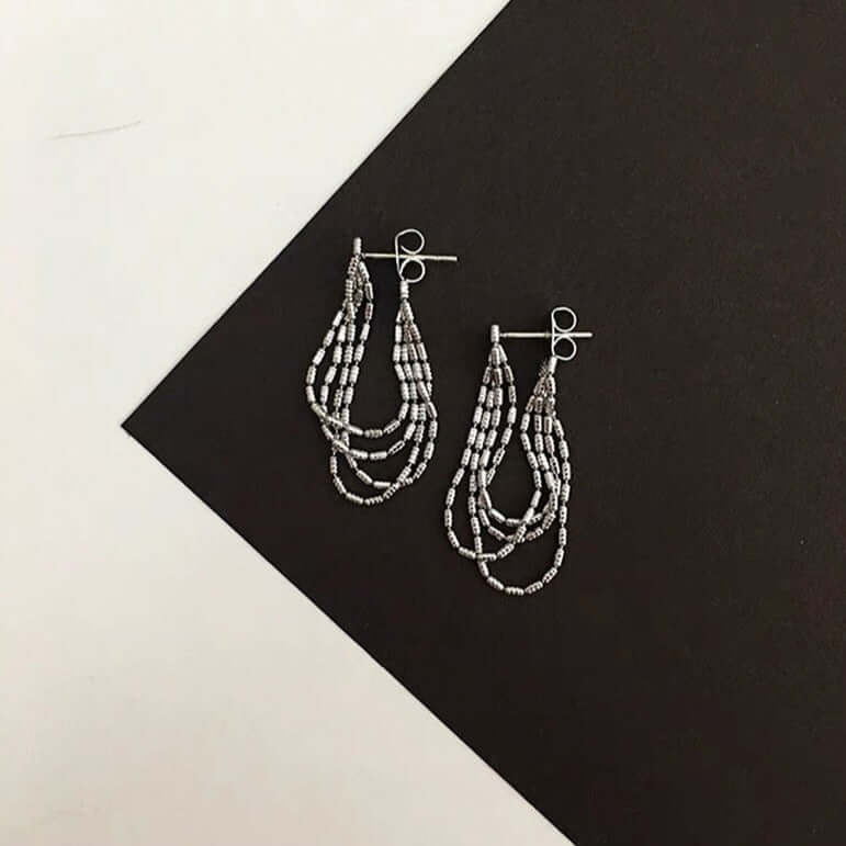 Silver Tassel Drop Earrings
