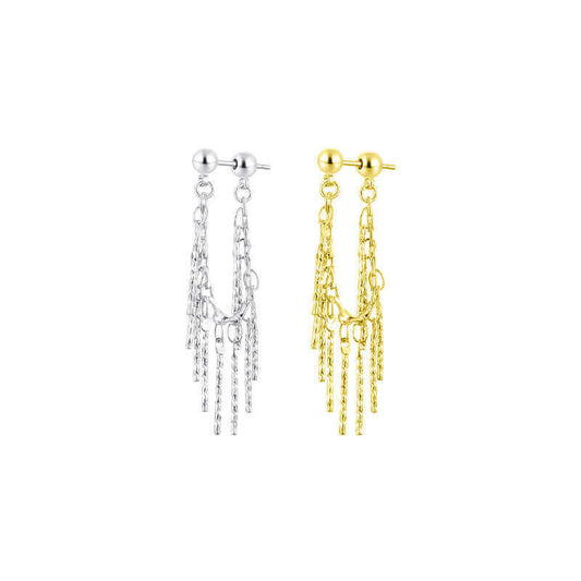 Sterling Silver Chain Tassel Waterfall Earrings