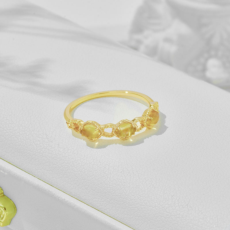 Gold Citrine Yellow Stone November Ring