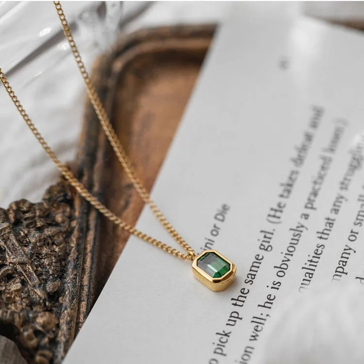Vintage Titanium Green Crystal Waterproof Anklet Chain Bracelet