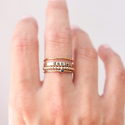 Custom Name Engraving Stacking Ring Set | TP004