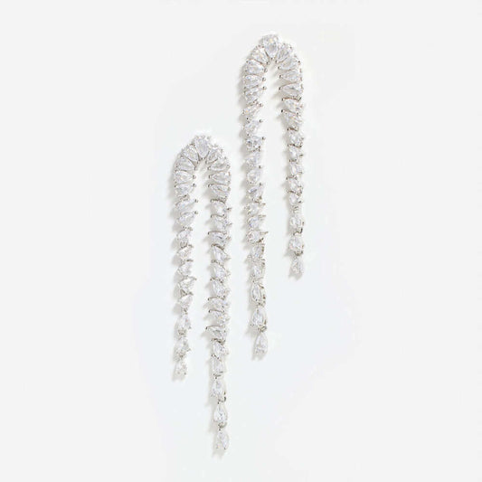 Teardrop CZ Waterfall Fringe Earrings