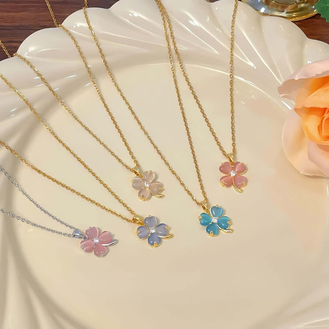 Titanium Four Leaf Clover Pendant Necklace