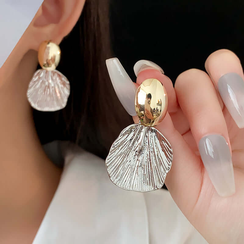 Two Tone Shaped Shell Drop Earrings