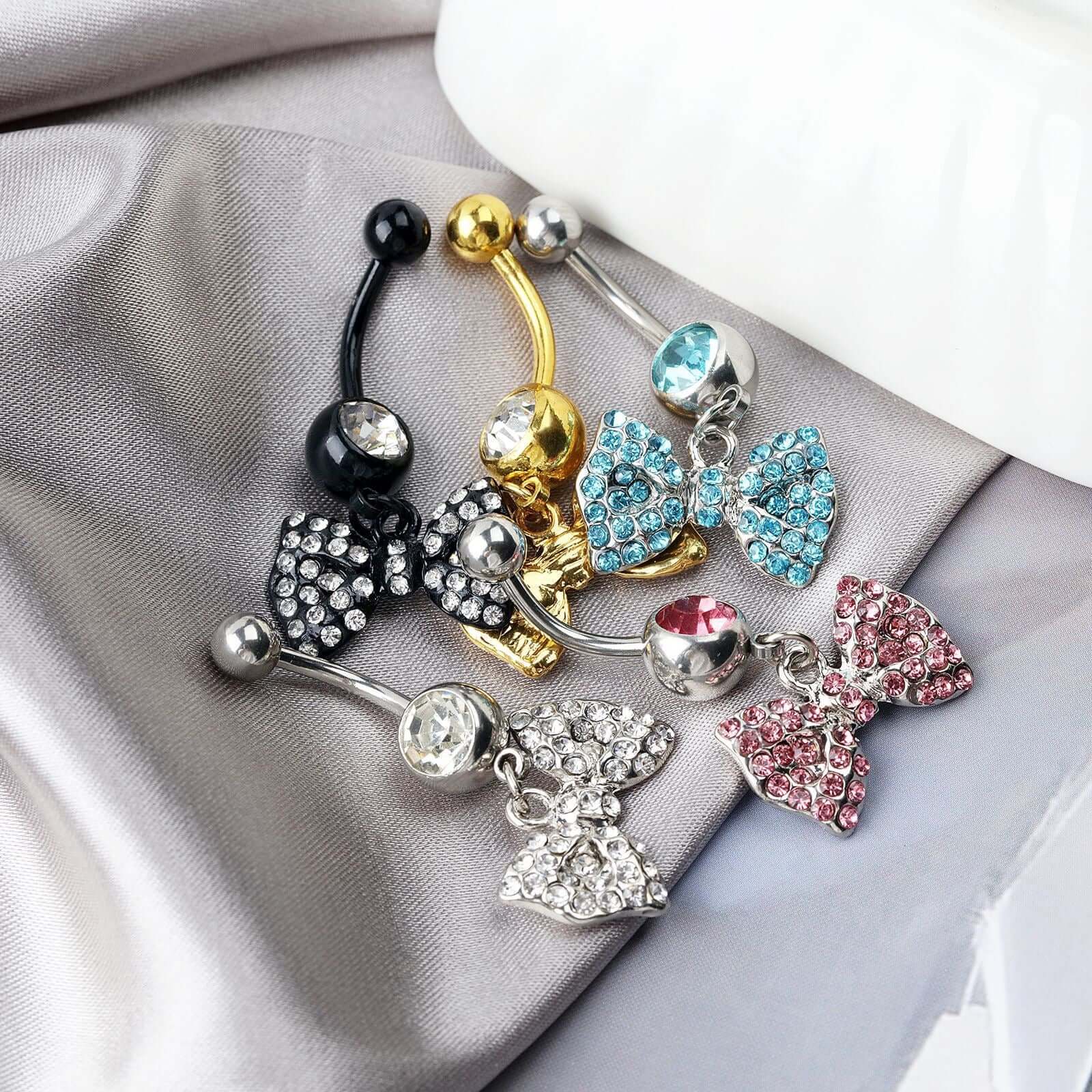 belly ring, belly piercing, belly button piercing, belly button rings, bowknot belly ring, ribbon jewelry