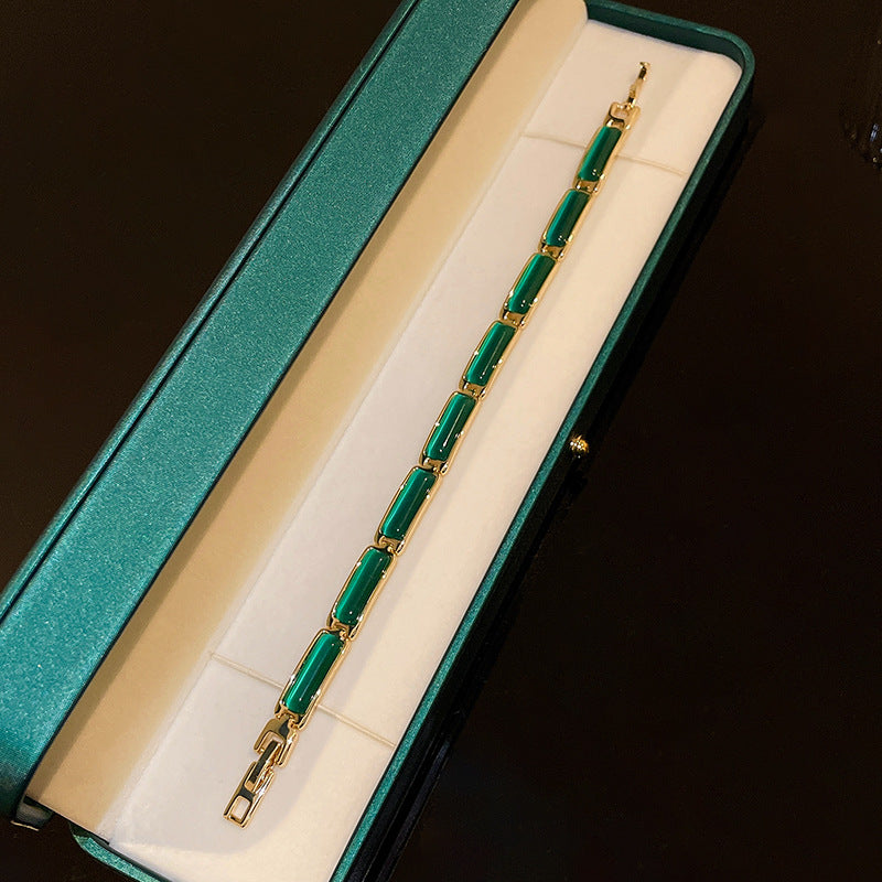 Cat Eye Stones CZ Charm Stacking Bracelet